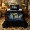 thumbnail image 1 of Castle Fairy Moody Splash Bass Twin Comforter Sets 2pcs,Dark Lake Bubble Art Bedding Set,Charcoal Gold,Black Reversible,1 Comforter and 1 Pillowcase, 1 of 6