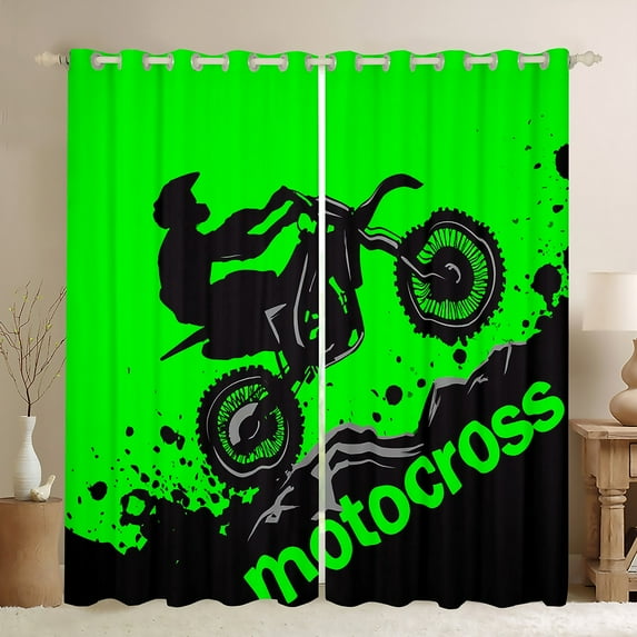 Castle Fairy Motorcycle Motocross Blackout Curtains Set of 2 (52x84 Each) for Female Men Adults,Extreme Sport Window Curtains,Dirt Bike Curtains and Drapes,Breathable Home Decor