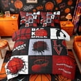 thumbnail image 1 of Castle Fairy Multi-Style Red Basketball Collage Twin Bedding 7-Piece, Sports Silhouette Design Bedding Comforter Set, Red Black White,Black Reversible, 1 of 7