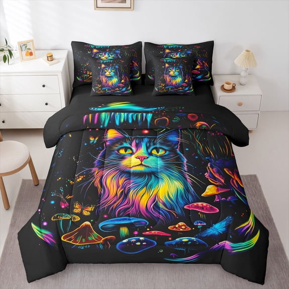 Castle Fairy Mushroom Twin Bedding Sets,Animal Butterfly Cat Bedding Comforter Set