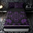 thumbnail image 1 of Castle Fairy Mystic Gothic Skull Zipper Twin Comforter Sets with Fitted Sheet and 2 Pillowcases,Vintage Floral Border Zipper Bedding Set,Black Violet,4-Piece,Black Reversible, 1 of 6