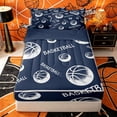 thumbnail image 1 of Castle Fairy Navy Basketball Text Print Zipper Full Size Comforter Sets with Fitted Sheet and 2 Pillowcases, Minimalist Sport Ball Zipper Bedding Set,4pcs,Navy Blue Reversible, 1 of 6