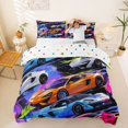 thumbnail image 1 of Castle Fairy Neon Cyberpunk Supercar Queen Duvet Cover Set for Teens, Racing Sports Car Bedding for Bedroom, Orange Blue Purple,3-Piece,No Comforter, 1 of 6