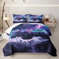 thumbnail image 1 of Castle Fairy Neon Galaxy Truck Quilt King for Boys,Lightning Off-Road King Coverlet Set for Bedroom,Purple Blue, 1 of 7