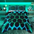 thumbnail image 1 of Castle Fairy Neon Lights Honeycomb Twin Comforter Sets,Gradient Hexagon Bedding Set, 1 of 8