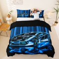 thumbnail image 1 of Castle Fairy Neon Line Sports Car Duvet Cover Set for Boys, Glow Race Art Bedding Full for Bedroom, Blue Black,Black Reversible,3pcs,No Comforter, 1 of 6