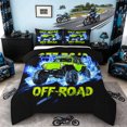 thumbnail image 1 of Castle Fairy Neon Off-Road Truck Full Size Comforter Sets 3 Pieces for Kids, Lightning Water Design Bedding Sets for Bedroom, Green Blue,Black Reversible, 1 of 6