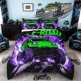 thumbnail image 1 of Castle Fairy Neon Off-Road Truck Full Size Comforter Sets 3 Pieces for Teens, Lightning Rock Print Bedding Sets for Bedroom, Green Purple,Black Reversible, 1 of 6