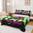 thumbnail image 1 of Castle Fairy Neon Off-Road Truck Full Size Sheets 4-Piece for Boys, Lightning Motion Art Bed Sheets for Bedroom, Pink Green, 1 of 6