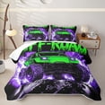thumbnail image 1 of Castle Fairy Neon Off-Road Truck Quilt Full,Lightning Rock Print Full Bedspread Sets for Bedroom,Green Purple, 1 of 7