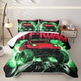thumbnail image 1 of Castle Fairy Neon Off-Road Truck Quilt Full,Lightning Splash Print Full Bedspread Sets for Bedroom,Red Green, 1 of 7