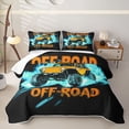 thumbnail image 1 of Castle Fairy Neon Off-Road Truck Twin Quilt Set,Lightning Burst Print Twin Coverlet Set for Bedroom,Orange Blue, 1 of 7