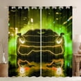 thumbnail image 1 of Castle Fairy Neon Sports Car Black Out Curtains for Boys, Yellow City Glow Curtains Pack of 2 (42x63 Each) for Bedroom, Yellow Black, 1 of 6