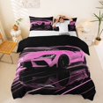 thumbnail image 1 of Castle Fairy Neon Sports Car Duvet Cover Set for Teens, Light Trail Race Bedding Full for Girls Bedroom, Pink Black,Black Reversible,3pcs,No Comforter, 1 of 6