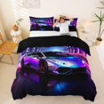 thumbnail image 1 of Castle Fairy Neon Sports Car Queen Duvet Cover Set for Teens, Tunnel Light Speed Bedding for Bedroom, Purple Blue,Black Reversible,3-Piece,No Comforter, 1 of 6