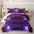 thumbnail image 1 of Castle Fairy Neon Sports Car Quilt Full,Purple City Glow Full Bedspread Sets for Bedroom,Purple Black, 1 of 7