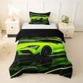 thumbnail image 1 of Castle Fairy Neon Sports Car Twin Bedding for Teens, Light Trail Race Duvet Cover Set for Extreme Bedroom, Green Black,Black Reversible,2pcs,No Comforter, 1 of 6