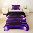 thumbnail image 1 of Castle Fairy Neon Sports Car Twin Bedding for Teens, Purple City Glow Duvet Cover Set for Bedroom, Purple Black,Black Reversible,2pcs,No Comforter, 1 of 6