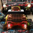 thumbnail image 1 of Castle Fairy Neon Sports Car Twin Comforter Sets 3-Piece for Kids, Red City Glow Bedding Set for Bedroom, Red Black,Black Reversible, 1 of 6