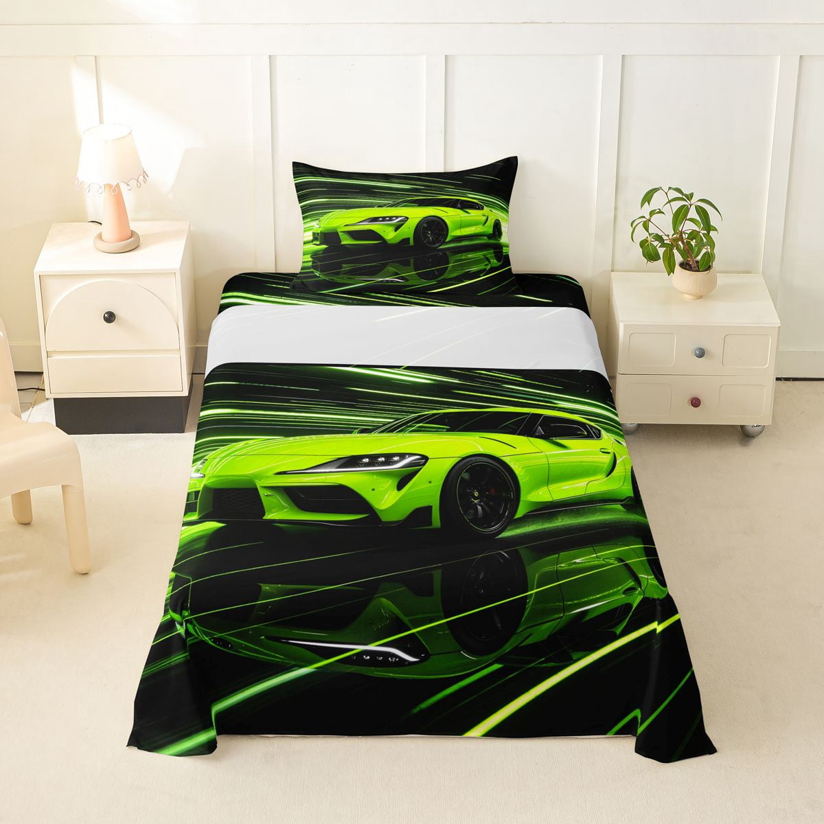 Castle Fairy Neon Sports Car Twin Sheet Sets 3pcs for Teens, Light ...