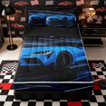 thumbnail image 1 of Castle Fairy Neon Sports Car Zipper Twin Comforter Sets with Fitted Sheet and 2 Pillowcases,Light Trail Race Zipper Bedding Set,Blue Black,4-Piece,Black Reversible, 1 of 6