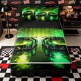 thumbnail image 1 of Castle Fairy Neon Twin Race Car Zipper Twin Comforter Sets with Fitted Sheet and 2 Pillowcases,Tunnel Light Trail Zipper Bedding Set for Bedroom,Green Yellow,4-Piece,Black Reversible, 1 of 6