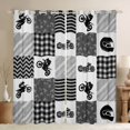thumbnail image 1 of Castle Fairy Neutral Gray Bike Curtains Pack of 2 (42x84 Each) for Teens, Plaid Stripe Print Curtains Blackout for Bedroom, Gray Black White, 1 of 6