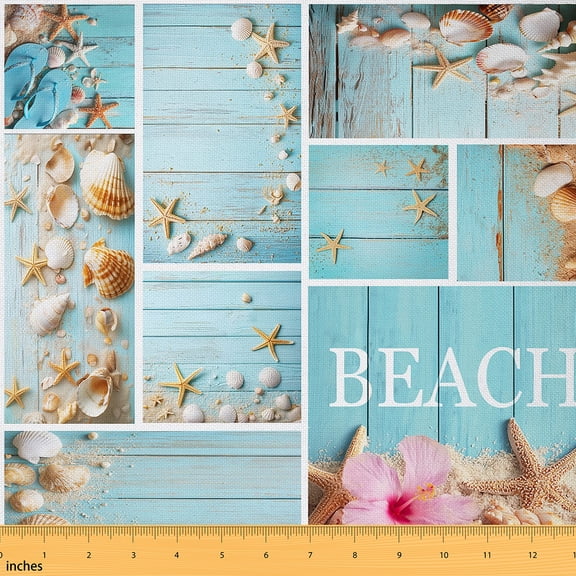 Castle Fairy Ocean Starfish Seashell Fabric by the Yard 1 Yard for Teens,Geometric Plaid Home Decor Fabric by the Yard,Lodge Cabin Room Decor Fabric by the Yard,Ultra Soft Home Decor