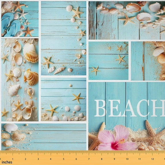 Castle Fairy Ocean Starfish Seashell Fabric by the Yard 2 Yards for Teens,Geometric Plaid Room Decor Fabric by the Yard,Lodge Cabin Sewing Fabric,Ultra Soft Home Decor