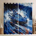 thumbnail image 1 of Castle Fairy Ocean Wave Car Black Out Curtains for Teens, Blue Splash Curtains Pack of 2 (42x63 Each) for Kids Room, Navy and Orange, 1 of 6