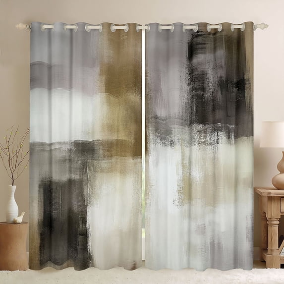 Castle Fairy Oil Painting Black Out Curtains,Brown Grey Curtains Pack of 2 (42x63 Each)