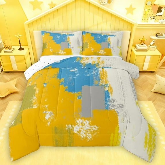 Castle Fairy Oil Painting Full Size Comforter Sets 3-Piece for Female Men Adults,Abstract Graffiti Splash Bedding Comforter Set,Vintage Aesthetic Lightweight Bedding Sets,Lightweight Room Decor
