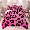 thumbnail image 1 of Castle Fairy Old Fashion Cheetah Print Full Size Comforter Sets 3-Piece for Kids Teens Girls,Black Pink Leopard Print Bedding Comforter Set,Dreamy Princess Lightweight Bedding Sets, 1 of 8