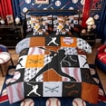 thumbnail image 1 of Castle Fairy Orange Baseball Collage Twin Bedding 7-Piece, Sport Geometric Grid Bedding Comforter Set, Orange Red Black,Black Reversible, 1 of 7