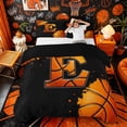 thumbnail image 1 of Castle Fairy Orange Basketball Initial E Duvet Cover King, Abstract Watercolor Splash King Bedding, Black Orange,Black Reversible,3 Pieces,1 Duvet Cover and 2 Pillowcases, 1 of 6