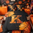 thumbnail image 1 of Castle Fairy Orange Basketball Initial K Twin Bedding 7-Piece, Abstract Watercolor Splash Bedding Comforter Set, Black Orange,Black Reversible, 1 of 7
