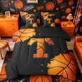 thumbnail image 1 of Castle Fairy Orange Basketball Initial T Full Size Bedding Sets 7 Pieces, Abstract Watercolor Splash Full Size Bed in a Bag, Black Orange,Black Reversible, 1 of 7