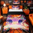 thumbnail image 1 of Castle Fairy Orange Basketball Print Twin Duvet Cover, Sport Theme Graffiti Splash Twin Bedding,Black Reversible,2pcs,1 Duvet Cover and 1 Pillowcase, 1 of 6