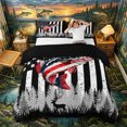 thumbnail image 1 of Castle Fairy Patriotic Bass Print Duvet Cover King,Flag Fish Pine Deer Black Wall Graphic King Bedding,Red Black,Black Reversible,3 Pieces,No Comforter,1 Duvet Cover and 2 Pillowcases, 1 of 6