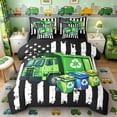 thumbnail image 1 of Castle Fairy Patriotic Recycle Truck Twin Bedding Sets 7-Piece for Adults, Eco Garbage Bin Bedding Comforter Set for Bedroom, Black White Green,Black Reversible, 1 of 7