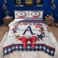 thumbnail image 1 of Castle Fairy Personalized Bow Knot Initial A 3 Pieces Queen Comforter Set for Kids Teens,USA Flag Stars Print Ultra Soft Bedding Sets,Vintage Lodge Cabin Bedding Comforter Set Breathable, 1 of 8