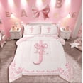 thumbnail image 1 of Castle Fairy Personalized Initial 3 Pieces Queen Comforter Set,Pink Bowknot Ultra Soft Bedding Sets,Chic Flower Bedding Comforter Set,Breathable Kawaii Home Decor,Reversible, 1 of 8