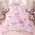 thumbnail image 1 of Castle Fairy Personalized Initial A Twin Comforter Sets,Kawaii Pink Ribbon Bow Bedding Set, 1 of 8