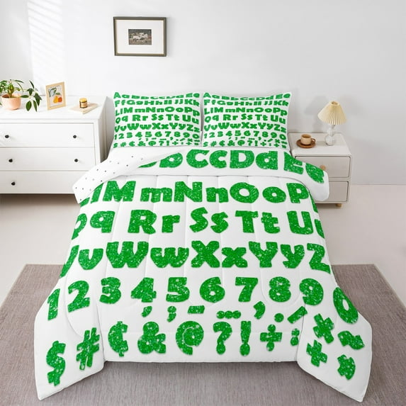 Castle Fairy Personalized Initial Alphabet 2Pcs Bedding Comforter Set for Teens Women Men,Cartoon Number Twin Comforter Sets,Bling Glitter Breathable Bedding Set,Microfiber Bedroom Decor