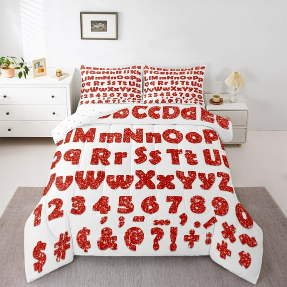 Castle Fairy 3-Piece Queen Size Comforter Set - Personalized Initial Cartoon Number Print