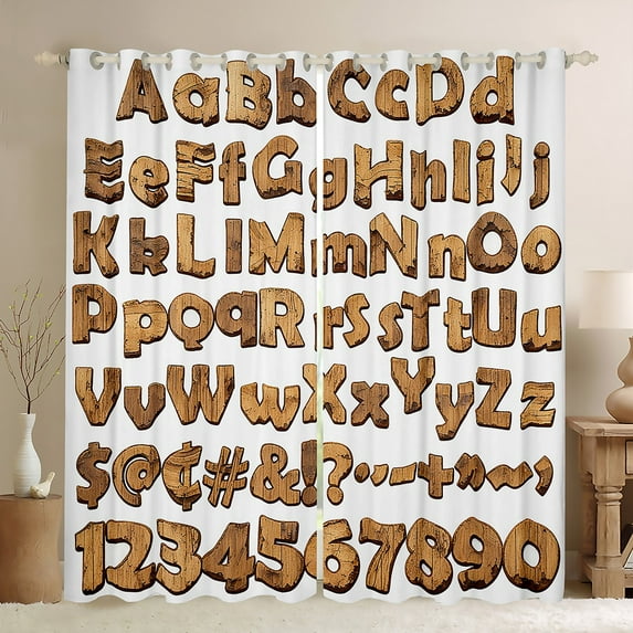 Castle Fairy Personalized Initial Alphabet Blackout Curtains Set of 2 (52x84 Each) for Teens Women Men,Rustic Number Window Curtains,Retro Vintage Curtains and Drapes,Microfiber Bedroom Decor