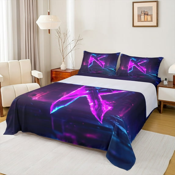 Castle Fairy 4-Piece King Sheet Set with Initial K and Lightsaber Design