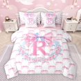 thumbnail image 1 of Castle Fairy Personalized Initial Alphabet R Bedding Comforter Set 7-Piece for Female Men Adults,Dreamy Princess King Bedding Sets,Cartoon Bowknot Flowers Ultra Soft Bed Sheets,Luxury Bedroom Decor, 1 of 8