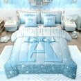 thumbnail image 1 of Castle Fairy Personalized Initial A Bedding Comforter Set 7 Pieces for Boys Girls,Bling Splash Glitter Full Bedding Set Lightweight,Dreamy Princess Bow Fitted Sheet Flat Sheet,Super Cozy Room Decor, 1 of 8