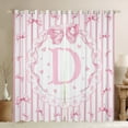 thumbnail image 1 of Castle Fairy Personalized Initial Black Out Curtains for Kids,Bowknot Stripes Curtains Pack of 2 (42x63 Each),Dreamy Princess Bedroom Curtains,Breathable Home Decor, 1 of 6